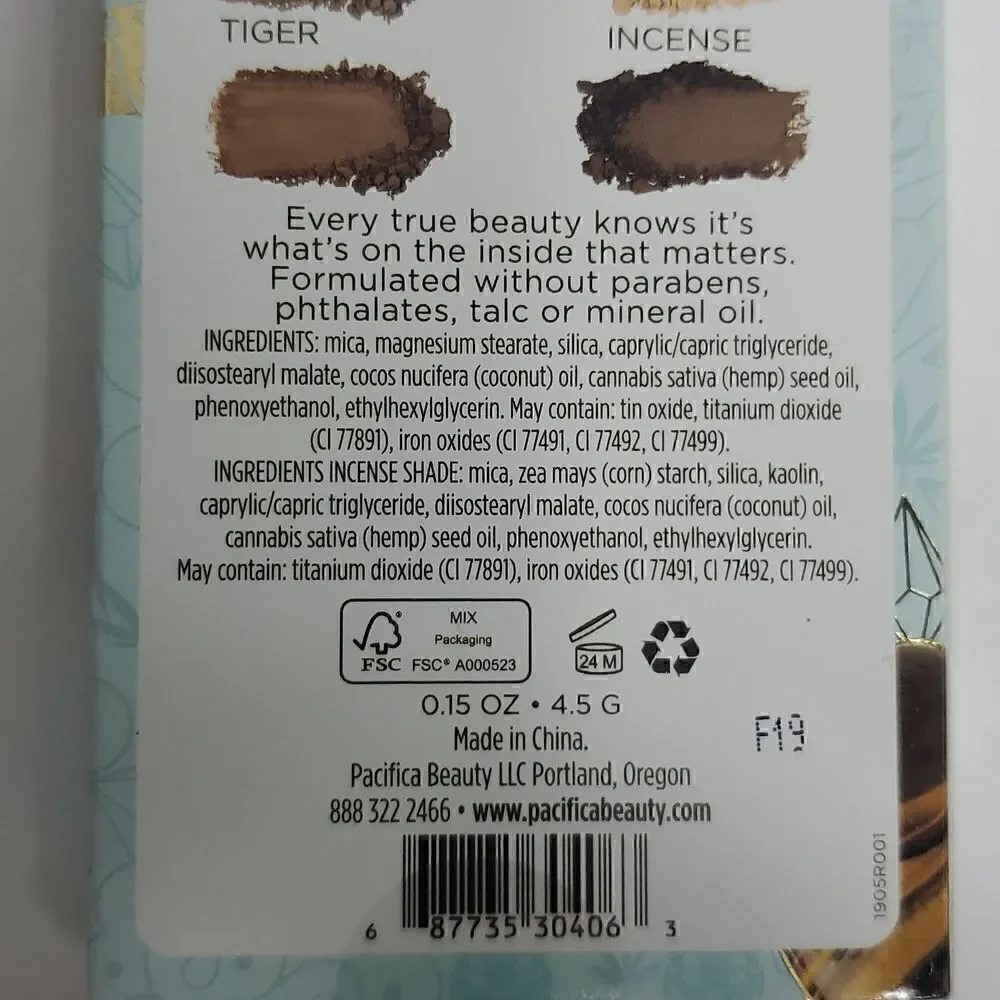 Pacifica Tiger's Eye Hemp Infused Eye Shadows NIB